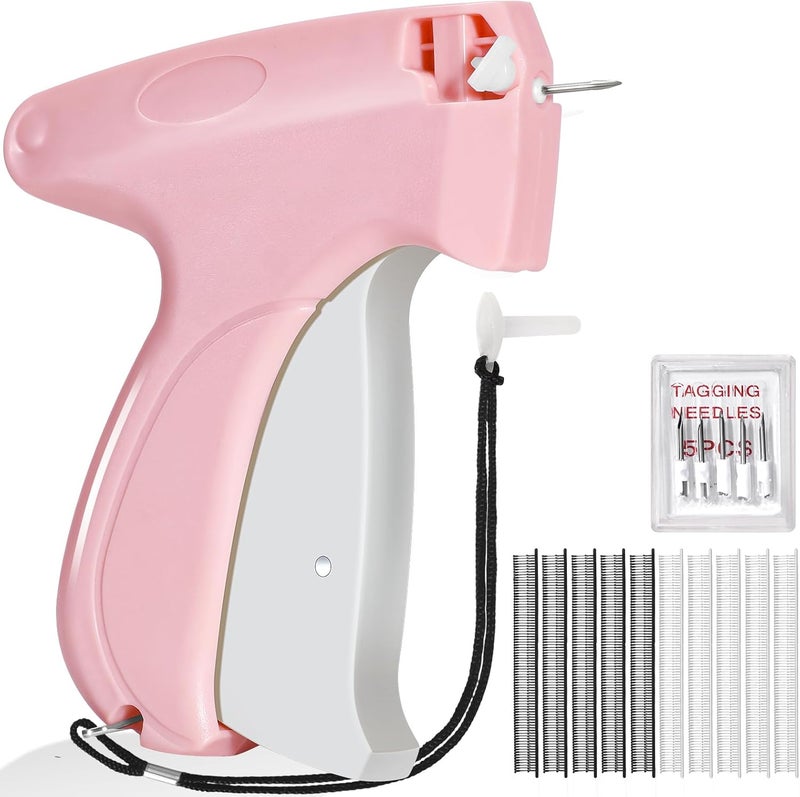ANTAND Stitch Gun for Clothes, Tagging Gun for Clothing, Handheld Quick Sticky Sewing Micro Tag Gun Fixer Hemming Pants Tool Instantly, Includes 6 Needles and 1000 Fasteners (Pink) - Image 1